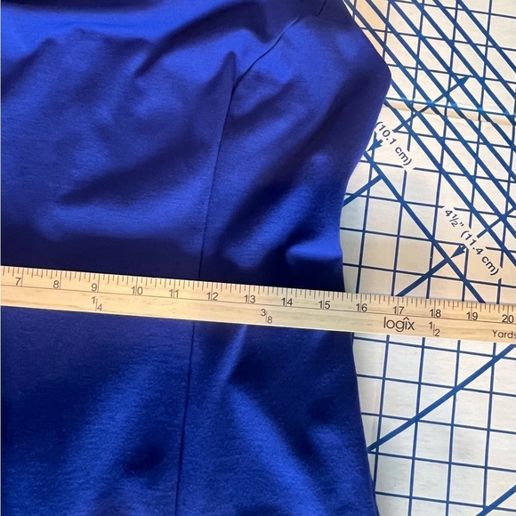 TALBOTS SZ 4 SHEATH DRESS BLUE BACK ZIP FRONT KICK PLEAT CAREER PARTY WEAR - Picture 6 of 8